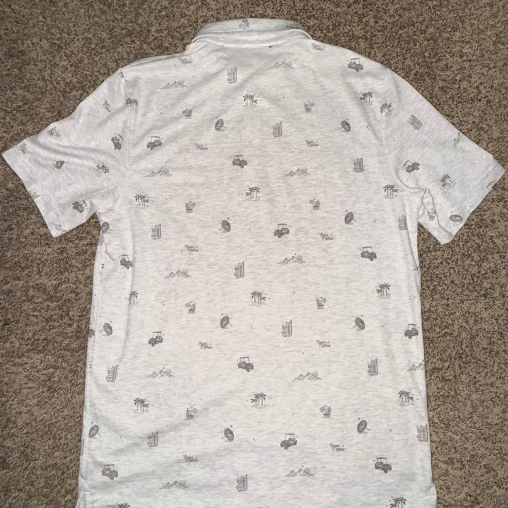 Travis Matthew Polo Shirt Mens Medium Gray Golf Casual All Over Print - Picture 4 of 8